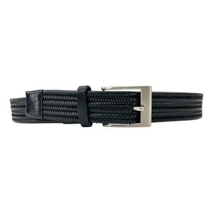 Theory Made in Japan Black Braided Genuine Leather Belt with Silver Hardware